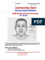 Chicago Police Alert For Suspect in Aug. 1 Robbery in The 2000 Block of North Cleveland Avenue