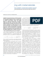 Optical Cloaking With Metamaterials: Letters