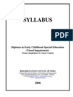 Syllabus: Diploma in Early Childhood Special Education (Visual Impairment)