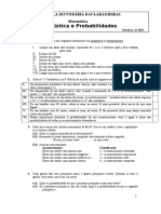 Ficha de Trabalho Estatística e Probabilidades 9º Ano