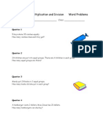 Grade 2 Multiplication and Division Word Problems: Name: - Class