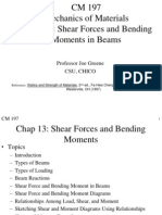 CM 197 Mechanics of Materials Chap 13: Shear Forces and Bending Moments in Beams
