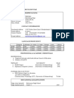 Curriculum Vitae of Mpolokeng