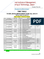 Back Improvement Exam TimeTable of VII Sem. 2013-14