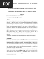 Impact of Organizational Climate On Job Satisfaction, Job Commitment and Intention To Leave: An Empirical Model