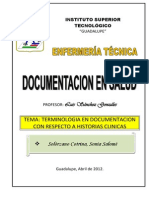 Terminologia en Documentacion en Salud Con Respecto A Historias Clínicas