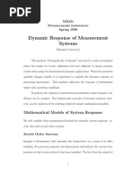 Dynamic Response of Measurement Systems: ME231 Measurements Laboratory Spring 1999