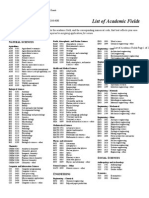 List of Academic Fields: Atural Ciences