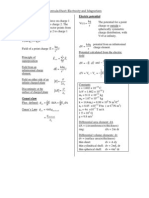 Formula Sheet: Electricity and Magnetism