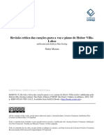 Revisão Crítica Das Canções para A Voz e Piano de Heitor VillaLobos