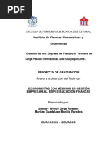 Tesis de La Creación de Una Empresa de Transporte Terrestre de Carga Pesada, Ruta Guayaquil, Lima