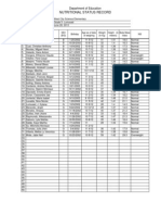 Nutritional Status Record: Department of Education