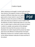 Study of Diffusion of Solids in Liquids