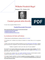 Hegel: Caratteri Generali Della Sua Filosofia