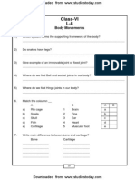 CBSE Class 6 Body Movements Worksheet