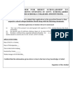 Application Form For Merit Scholarship To SC