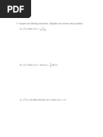 Compute The Following Derivatives. (Simplify Your Answers When Possible.) X (A) F (X) Where F (X) 1 X