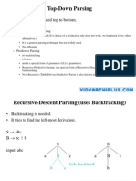 Top-Down Parsing: - The Parse Tree Is Created Top To Bottom. - Top-Down Parser