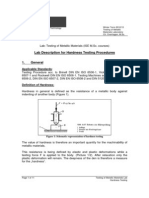 Lab Description For Hardness Testing Procedures: Applicable Standards