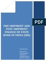 Pre-Shipment and Post-Shipment Finance of State Bank of India (Sbi)