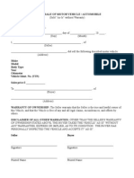 Motor Vehicle Bill of Sale