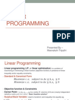 Linear Programming: Presented by - Meenakshi Tripathi