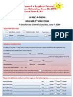 8K Walk-A-Thon Registration Form 2014