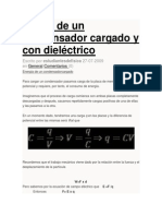 Enería de Un Condensador Cargado y Con Dieléctrico