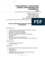 Guia de Conocimientos y Cuestionario General para Microbiología Experimental 2014