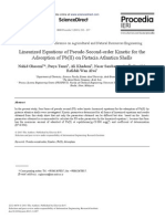 L Linearize Ad Ed Equa Dsorption Ations of Nofpb (F Pseudo (Ii) On Pi Second-Istacia A - Order K Atlantica Kinetic Fo A Shells or The