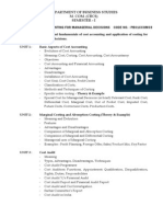 Objective: To Understand Fundamentals of Cost Accounting and Application of Costing For Managerial Decisions