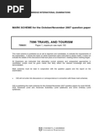 7096 Travel and Tourism: MARK SCHEME For The October/November 2007 Question Paper