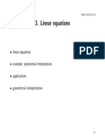 Linear Equations: - Linear Equations - Example: Polynomial Interpolation - Applications - Geometrical Interpretation