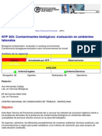 NTP 203 Contaminantes Biologicos Evaluacion Ambientes Laborales