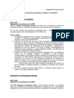 Procedimiento para Realizar Cambios de Carrera y de Reingreso