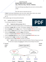 (WHO (S/Obj), WHICH (S/Obj), WHOSE, WHERE) : Defining Relative Clauses