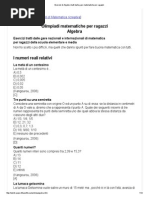 Esercizi Di Algebra Tratti Dalle Gare Matematiche Per Ragazzi