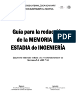 Guía para La Redacción de La MEMORIA de Estadías - InGENIERÍA