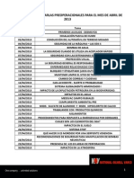 Charlas Preoperacional Mes de ABRIL 2013