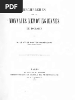 Recherches Sur Les Monnaies Mérovingiennes de Touraine / Par Le Vte de Ponton D'amécourt