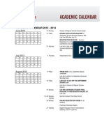 Academic Calendar 2013 - 2014: June 2013