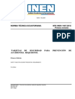 NTE INEN 1467 2013 Tarjetas de Seguridad para Prevención de Accidentes Requisitos