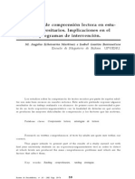 Dificultades de Comprensión Lectora en Estudiantes Universitarios. Implicaciones en El Diseño de Programas de Intervención