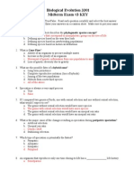 Biological Evolution 3301 Midterm Exam #3 KEY