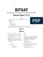 BITSAT 2013 Paper - Solved by Arihant