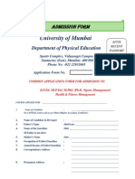 University of Mumbai: Admission Form