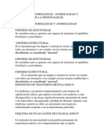 Criterios de Normalidad, Anormalidad y Trastornos de La Personalidad