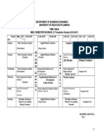 Department of Business Economics University of Delhi South Campus Time Table MBE I SEMESTER ROOM NO. 217 Academic Session 2010-2011