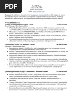 Terri McClung Grant Development Director Administrator in Orlando Florida Resume Terri McClung