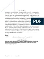 Chapter #1: Influence of Restaurants On Consumer's Eating Behavior